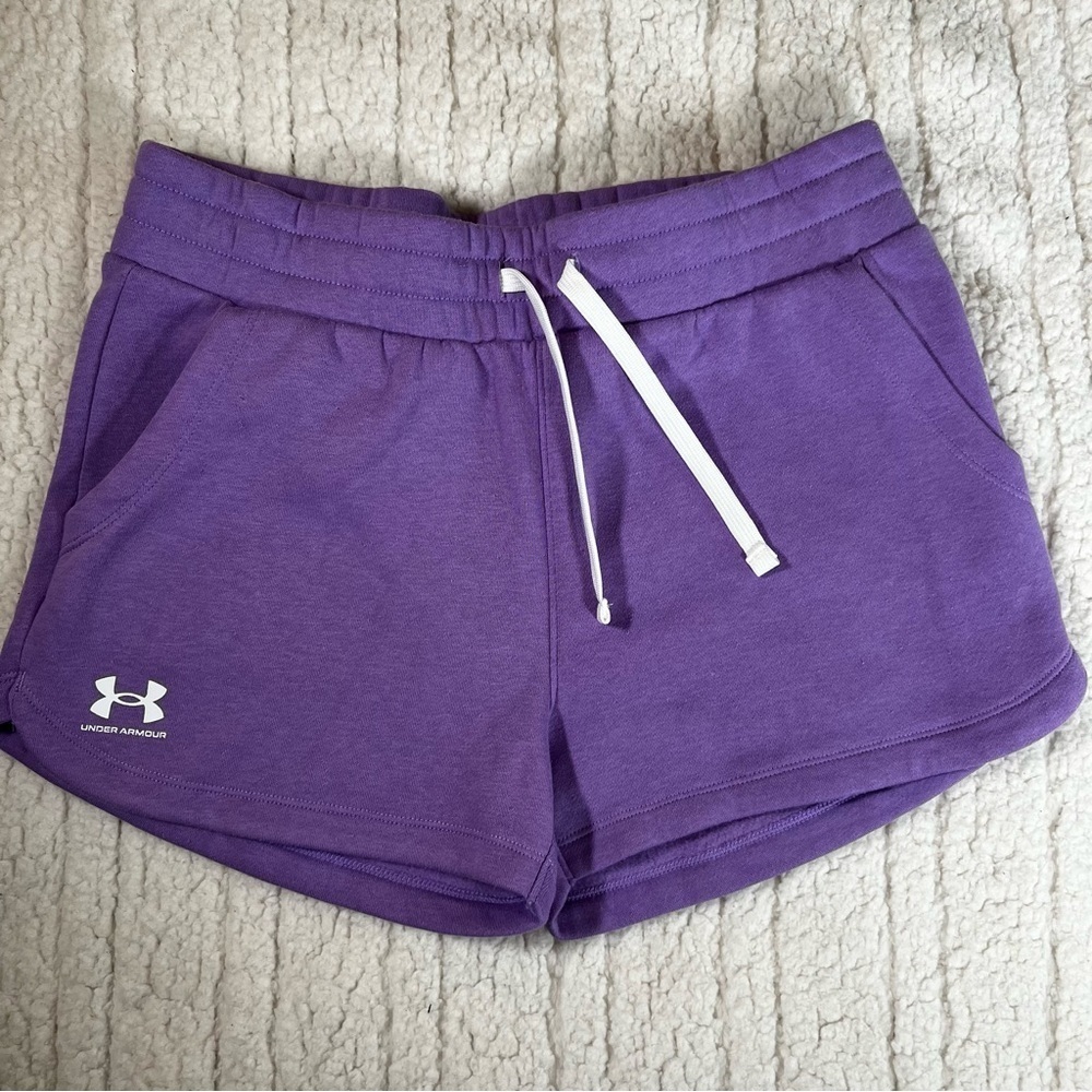 Under Armour New Girls‎ Rival Fleece Athletic Sweat Short Purple Large
